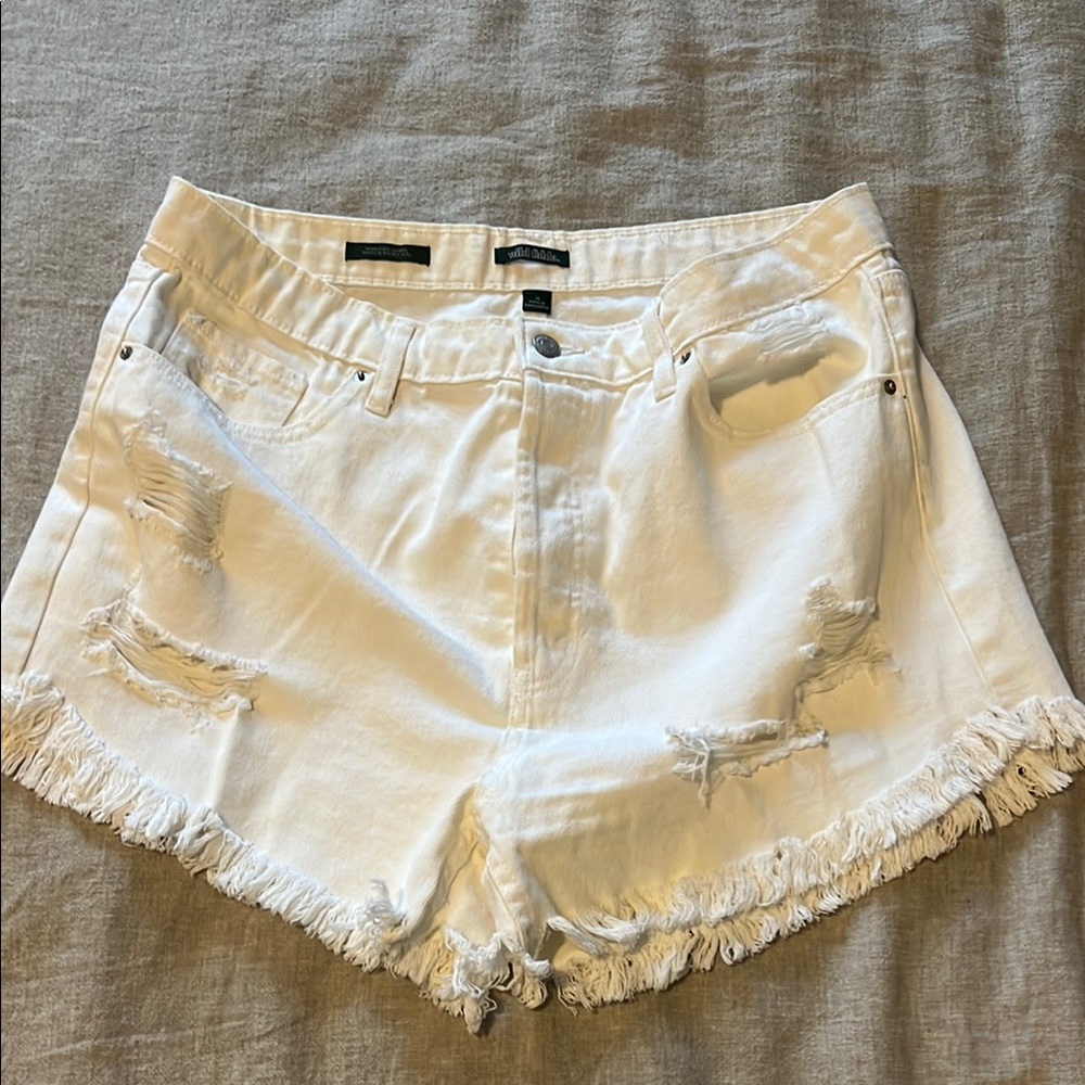 Wild Fable White Distressed Denim Shorts sz 14